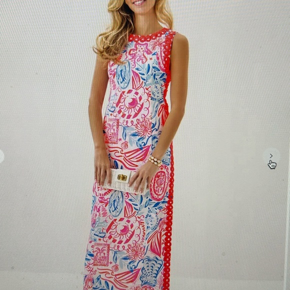 Lilly Pulitzer Pink and Blue Sheath Maxi Dress